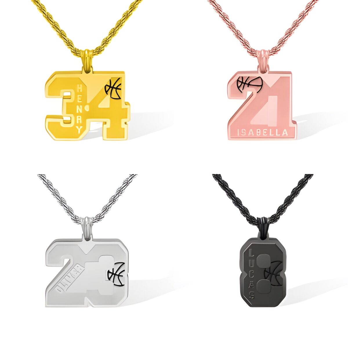 Custom basketball number necklace for players and fans
