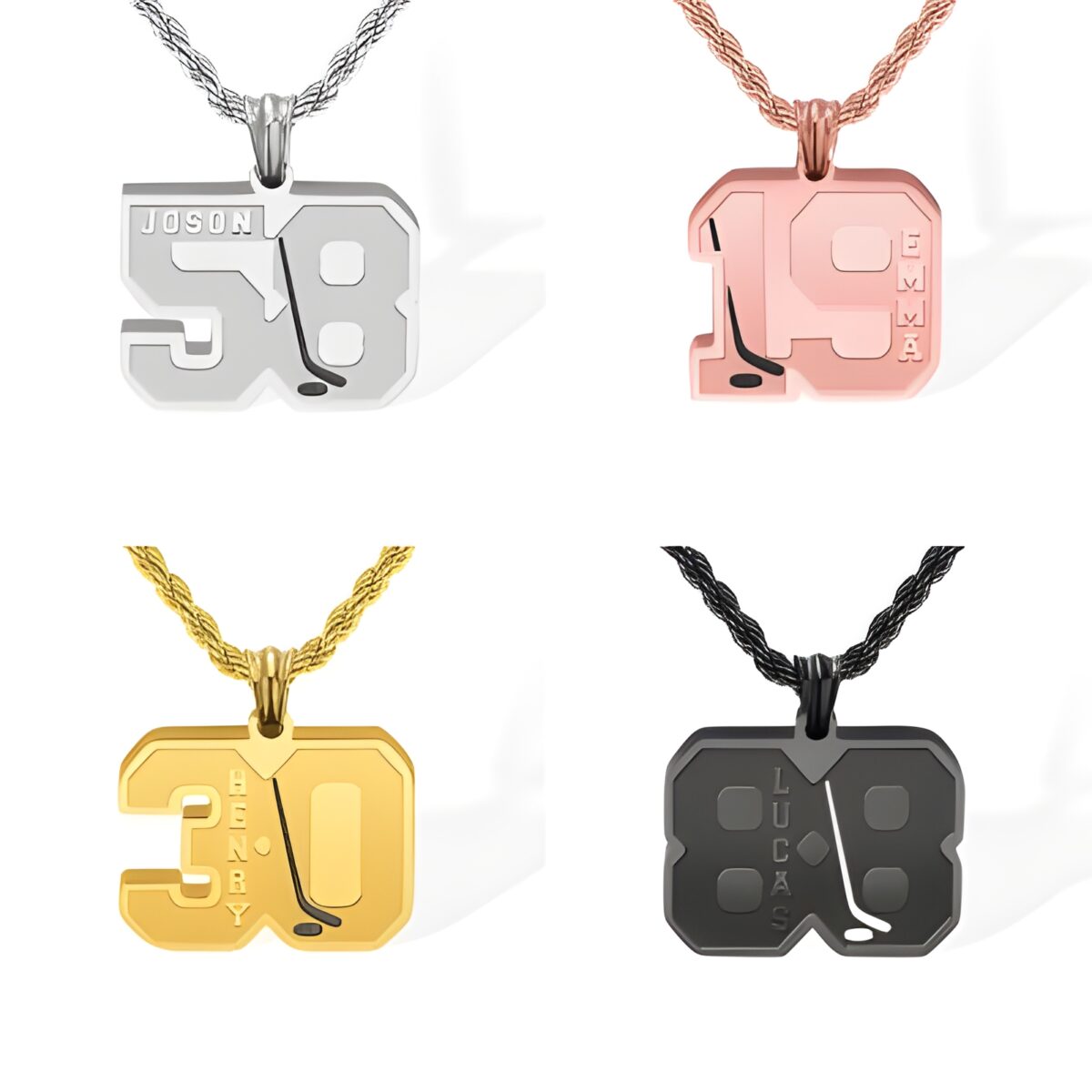 Custom ice hockey name necklace for passionate fans