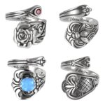 Personalized spoon ring with birthstone for moms