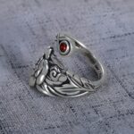 Embrace Eternal Love – Engraved Rose Spoon Ring with Birthstone – A Cherished Promise for Her - Image 3