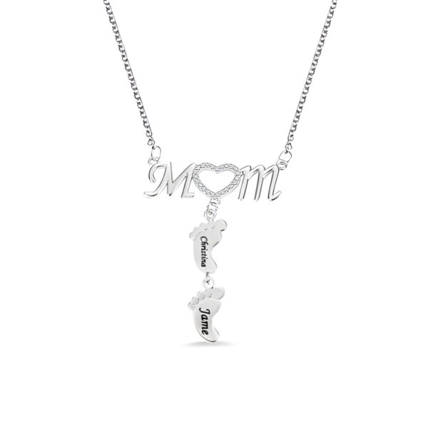 Custom mom necklace with baby feet charms