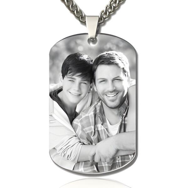 Custom engraved dog tag necklace for Father's Day tribute