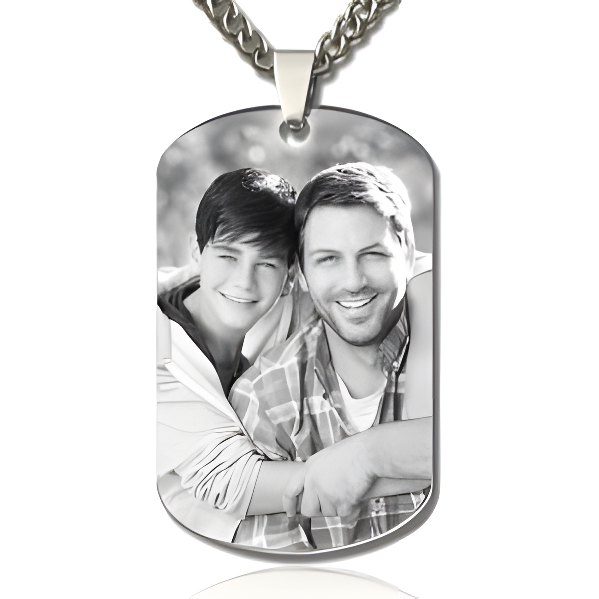Custom engraved dog tag necklace for Father's Day tribute