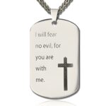 Custom men's dog tag cross necklace symbolizing strength