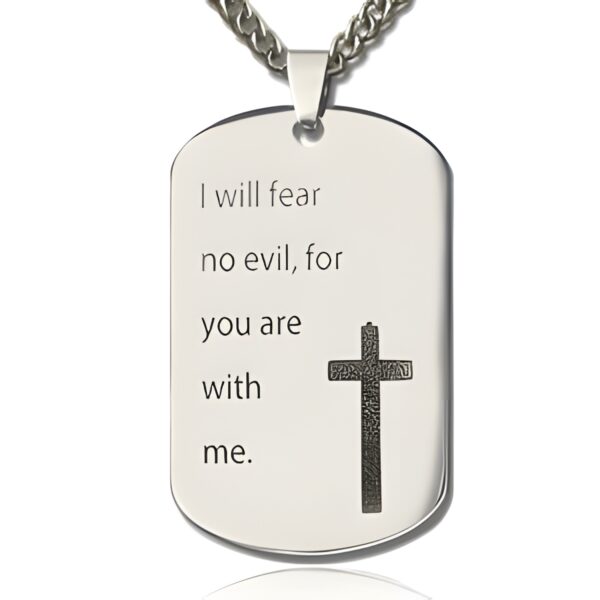 Custom men's dog tag cross necklace symbolizing strength