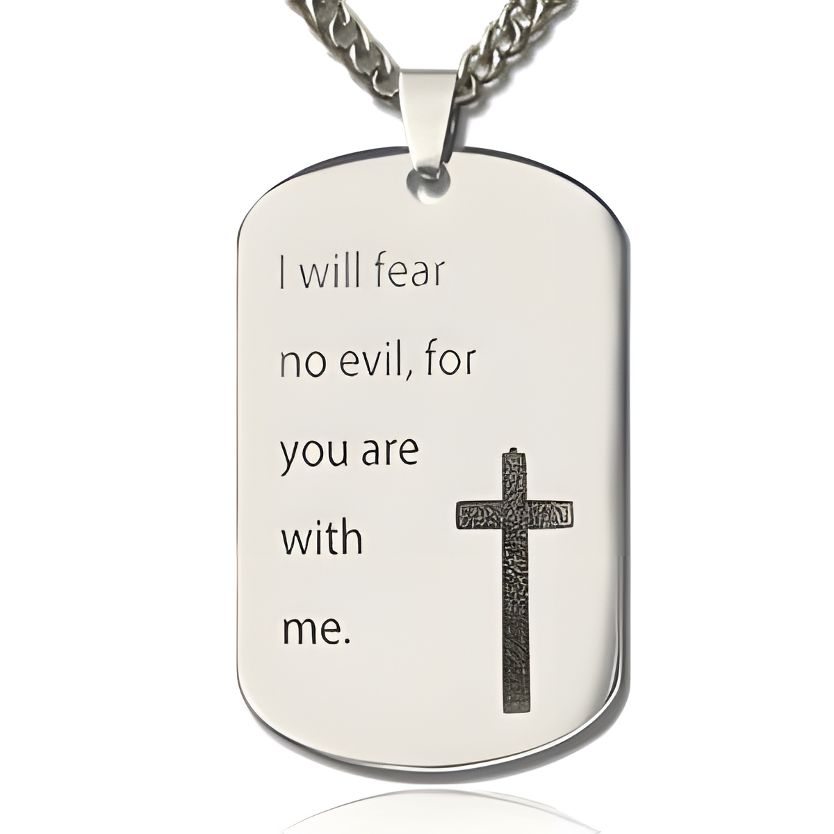 Custom men's dog tag cross necklace symbolizing strength