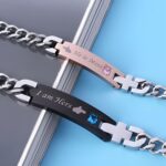 Embrace Eternal Love – Engraved Cross Couple's Name Bracelets – For Cherished Moments Together - Image 3