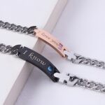 Embrace Eternal Love – Engraved Cross Couple's Name Bracelets – For Cherished Moments Together - Image 5