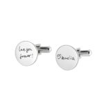Handwriting disc cufflinks for him, a personal keepsake