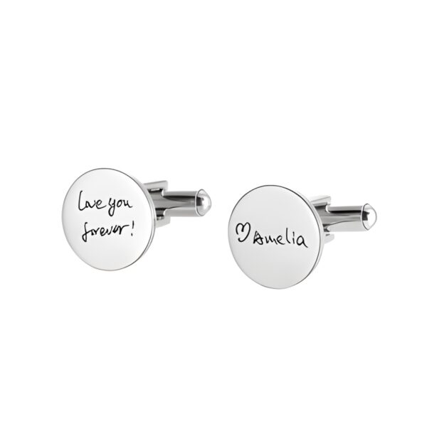 Handwriting disc cufflinks for him, a personal keepsake
