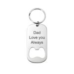 Personalized dog tag bottle opener keychain for fathers