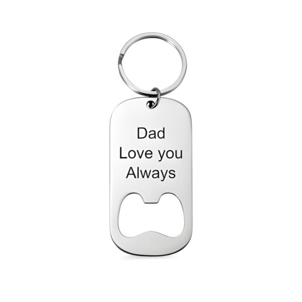 Personalized dog tag bottle opener keychain for fathers