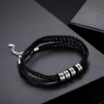 Carry Your Loved Ones Close – Custom Engraved Men's Beaded Stainless Steel Bracelet – A Timeless Family Tribute - Image 2