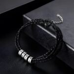 Carry Your Loved Ones Close – Custom Engraved Men's Beaded Stainless Steel Bracelet – A Timeless Family Tribute - Image 3