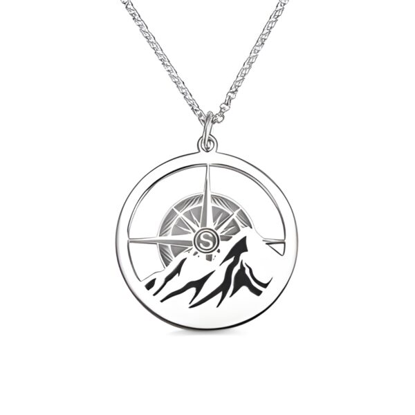 Compass mountain necklace for dreamers and explorers