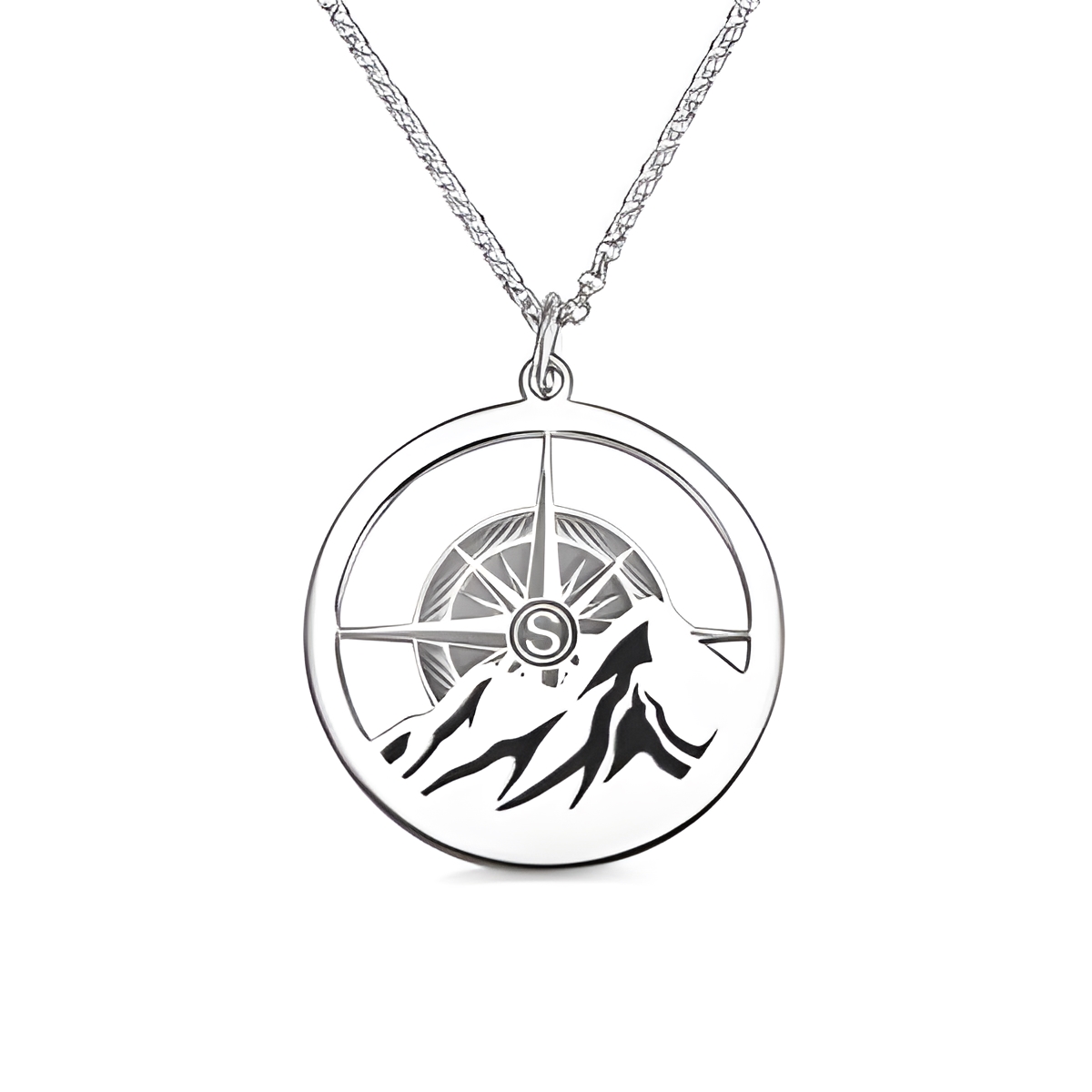 Compass mountain necklace for dreamers and explorers
