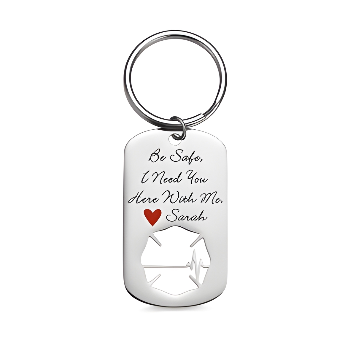 Custom firefighter badge keychain honoring bravery