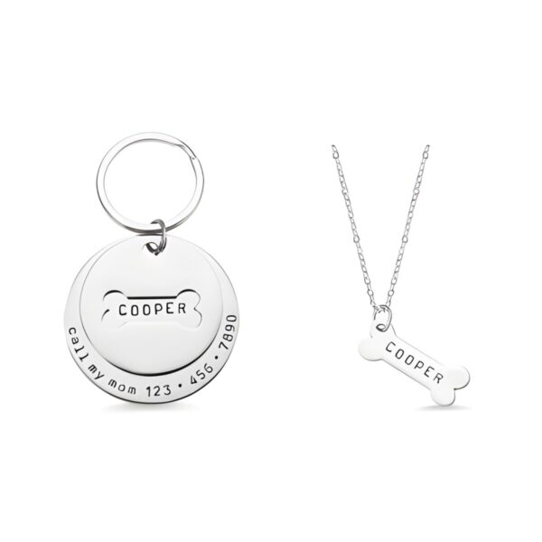 Custom dog tag and bone necklace for cherished pets