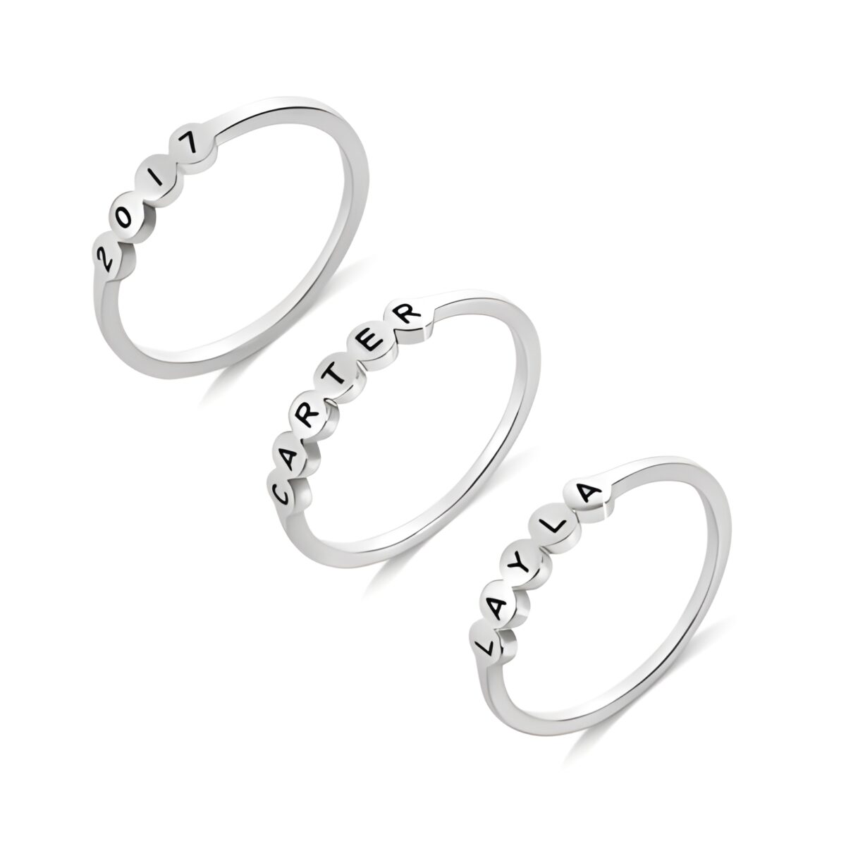 Custom stacking initial rings to carry their names close