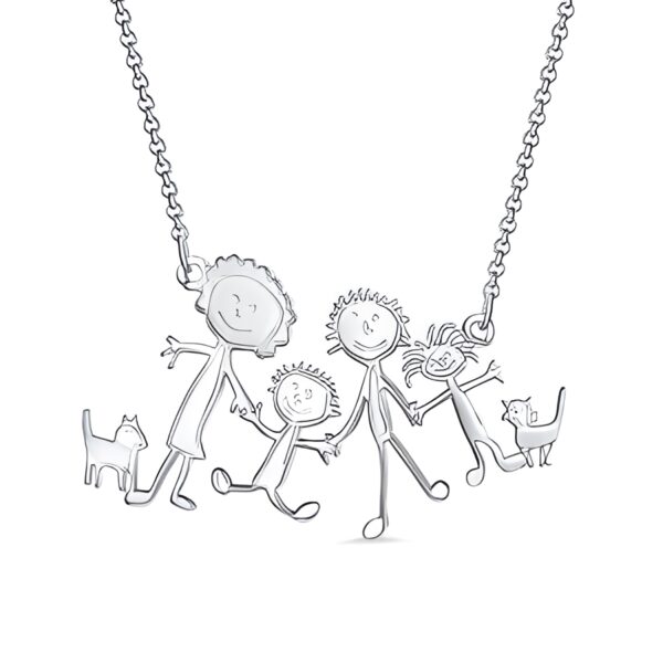 Sterling Silver Children's Art Necklace capturing heartfelt doodles