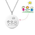Carry Your Child’s Imagination – Graffiti Disc Necklace in Sterling Silver – A Cherished Keepsake for Parents - Image 2