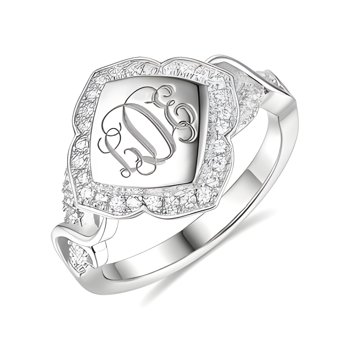 Floral Initial Monogram Ring for everlasting love