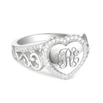 Carry Love Close – Engraved Sterling Silver Heart Monogram Ring – A Timeless Treasure for Her - Image 2