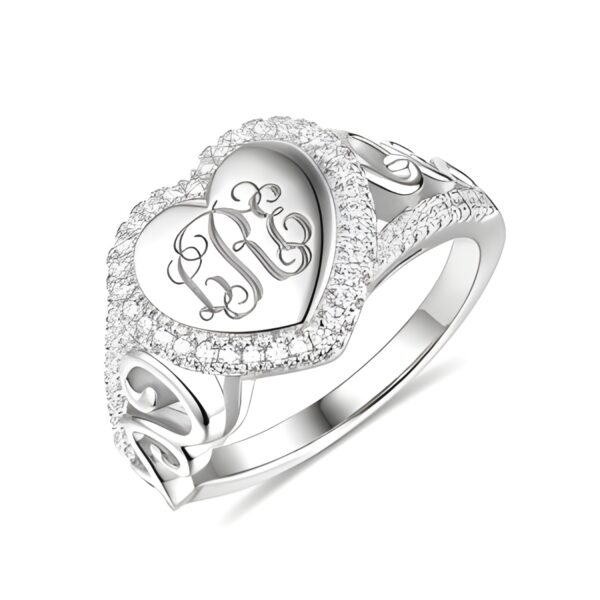 Engraved sterling silver heart ring for personalized gifts