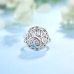 Embrace Your Story – Monogram Cage Ring with Heart Birthstones – A Cherished Gift for Her - Image 3