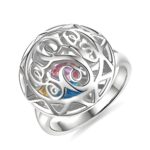 Personalized monogram cage ring with heart birthstones