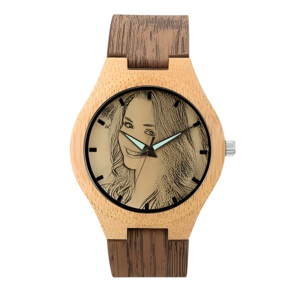 Custom photo bamboo wood watch for timeless moments