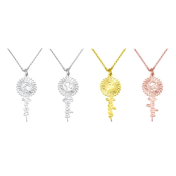 Custom name sunflower necklace for cherished mothers