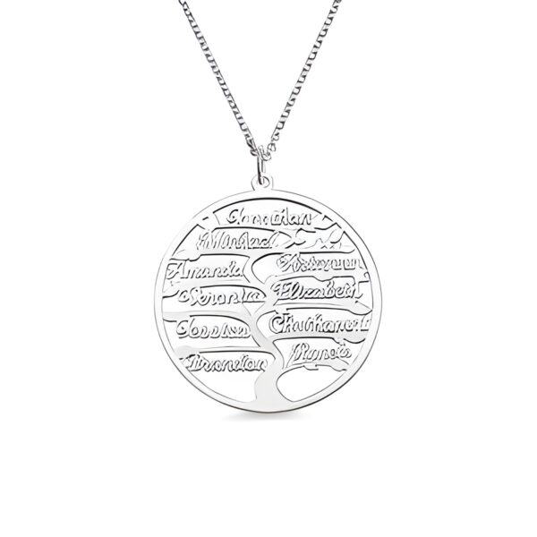 family tree name necklace for cherished family bonds
