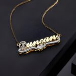 Embrace Your Story – Double Plate Name Necklace with Heart Accent – A Cherished Token for Loved Ones - Image 3
