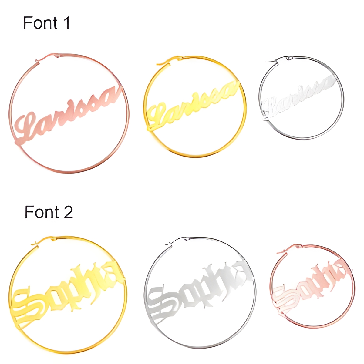 Custom name hoop earrings for a personal touch