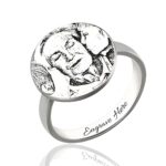 Engraved memory ring with photo for cherished moments