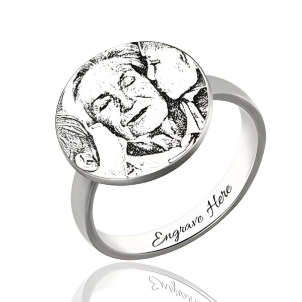 Engraved memory ring with photo for cherished moments