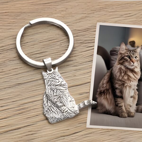 Engraved pet photo keychain for cherished memories