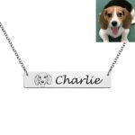 Hold Your Beloved Close – Engraved Sterling Silver Pet Photo Bar Necklace – For Cherished Pet Lovers - Image 2