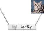 Hold Your Beloved Close – Engraved Sterling Silver Pet Photo Bar Necklace – For Cherished Pet Lovers - Image 3