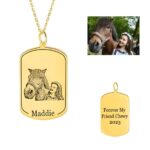 Custom horse portrait dog tag necklace for horse lovers