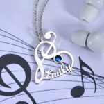 Embrace the Melody of You – Treble Clef Name Necklace with Birthstone – For the Music Lover's Heart - Image 2
