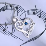 Embrace the Melody of You – Treble Clef Name Necklace with Birthstone – For the Music Lover's Heart - Image 3