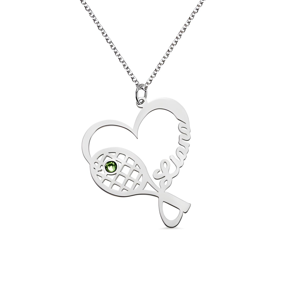 Personalized tennis racket necklace for tennis lovers