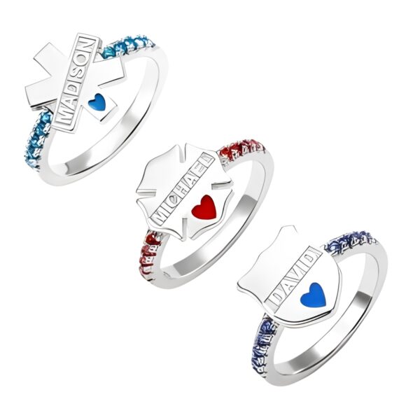 Custom badge ring for heroes honoring courage