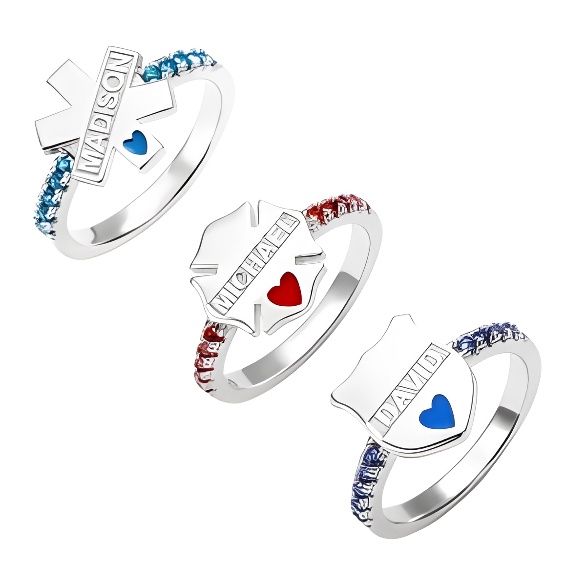 Custom badge ring for heroes honoring courage