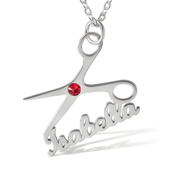 Birthstone scissors necklace celebrating artistry and creativity