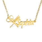 Custom hairdresser name necklace with scissors and comb