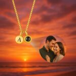 photo projection necklace with initial charm