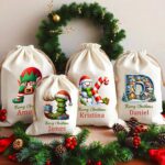 Personalized Christmas Initial Gift Bag – Custom Canvas Santa Sack with Name for Kids, Family Traditions & Holiday Magic - Image 2